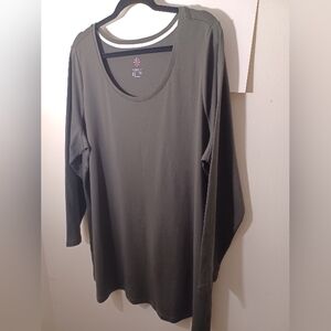 Issac Mizrahi Live Womens 3/4 Sleeves Olive Green Tee Pre-owned 2X